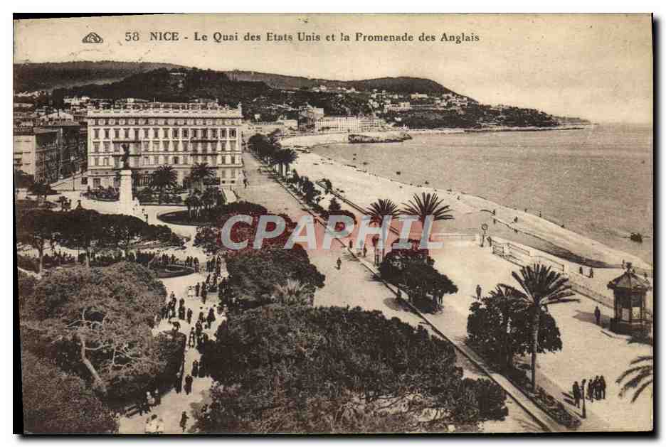 CPA Nice Le Quai des Etats Unis et la Promeande des Anglais 