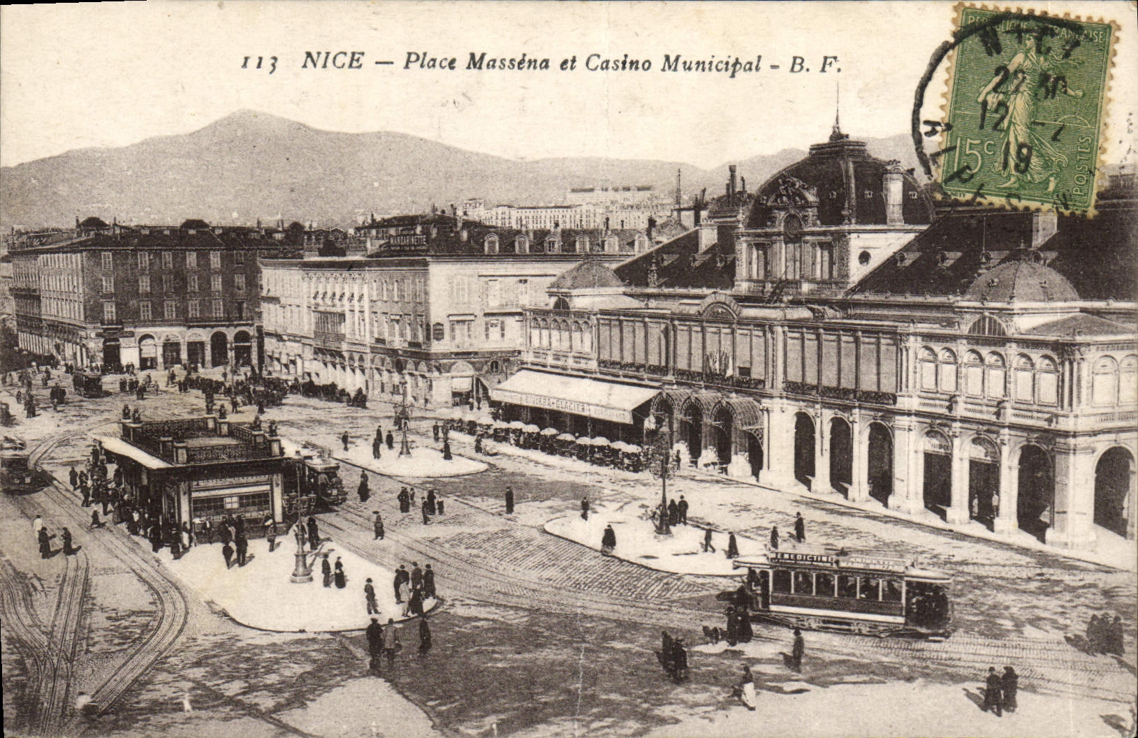CPA Nice Place Massena et Casino Municipal Tramway