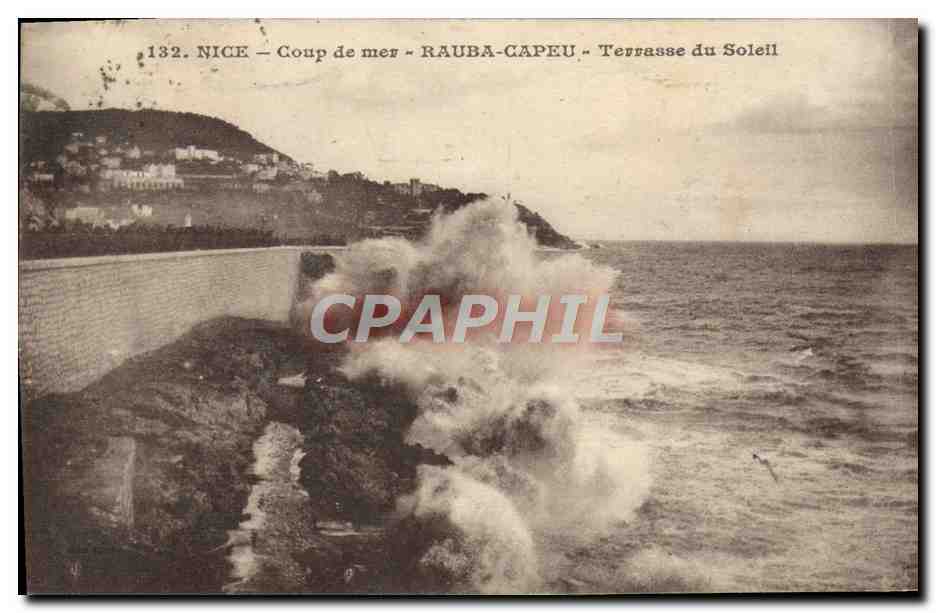 CPA Nice Coup de Mer Rauba Capeu Terrasse du Soleil 