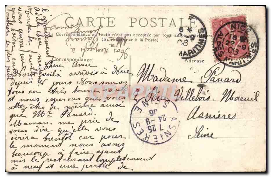 CPA Nice La Promenade des Anglais  — Verso