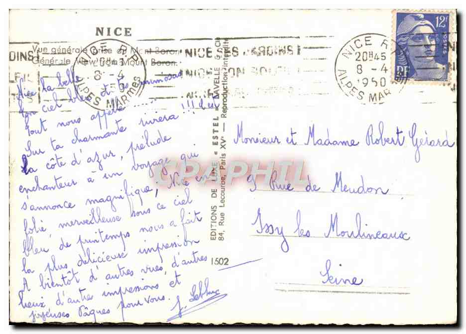 CPM Nice Vue Generale  — Rückseite