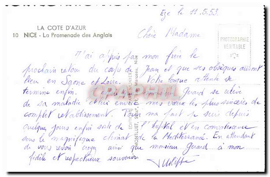 CPM Nice La Promenade des Anglais  — Rückseite