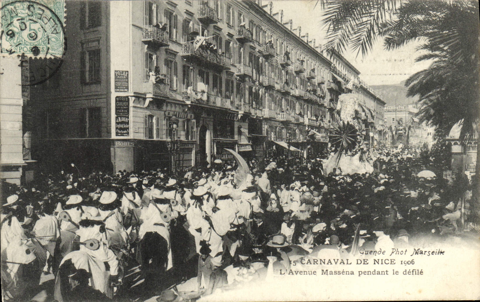 CPA Carnaval de Nice 1906 l'avenue Massena pendant le defile 