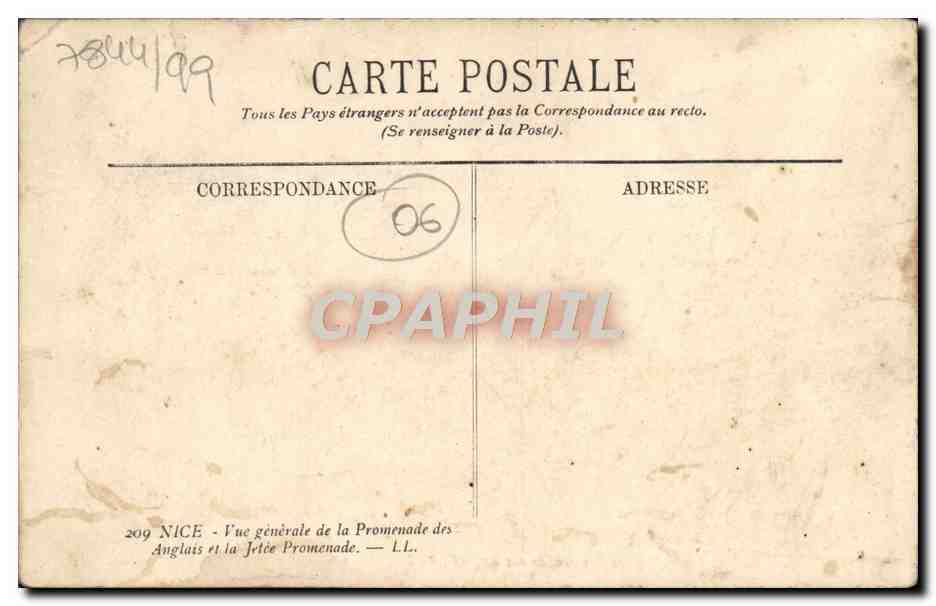 CPA Nice Vue generale et la Promenade des Anglais  — Verso