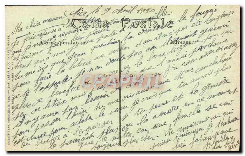 CPA Nice Le Mont Boron et les Ponchettes  — Rückseite