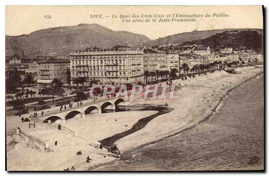 CPA Nice Le Qaui des Etats Unis et L'Embouchure du Paillon Vue prise de la jetee promenade
