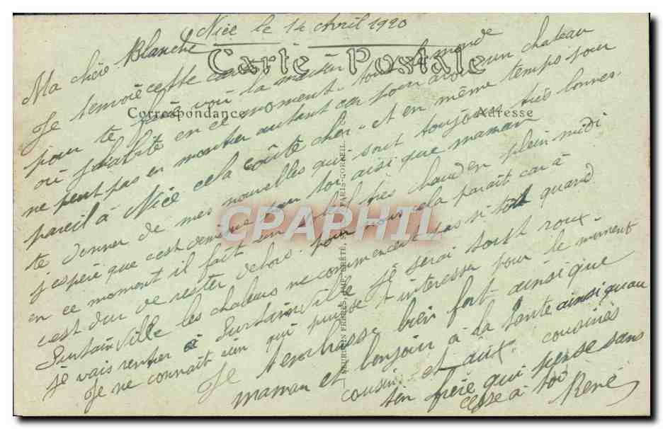 CPA Nice L'Hopital Pasteur  — Rückseite