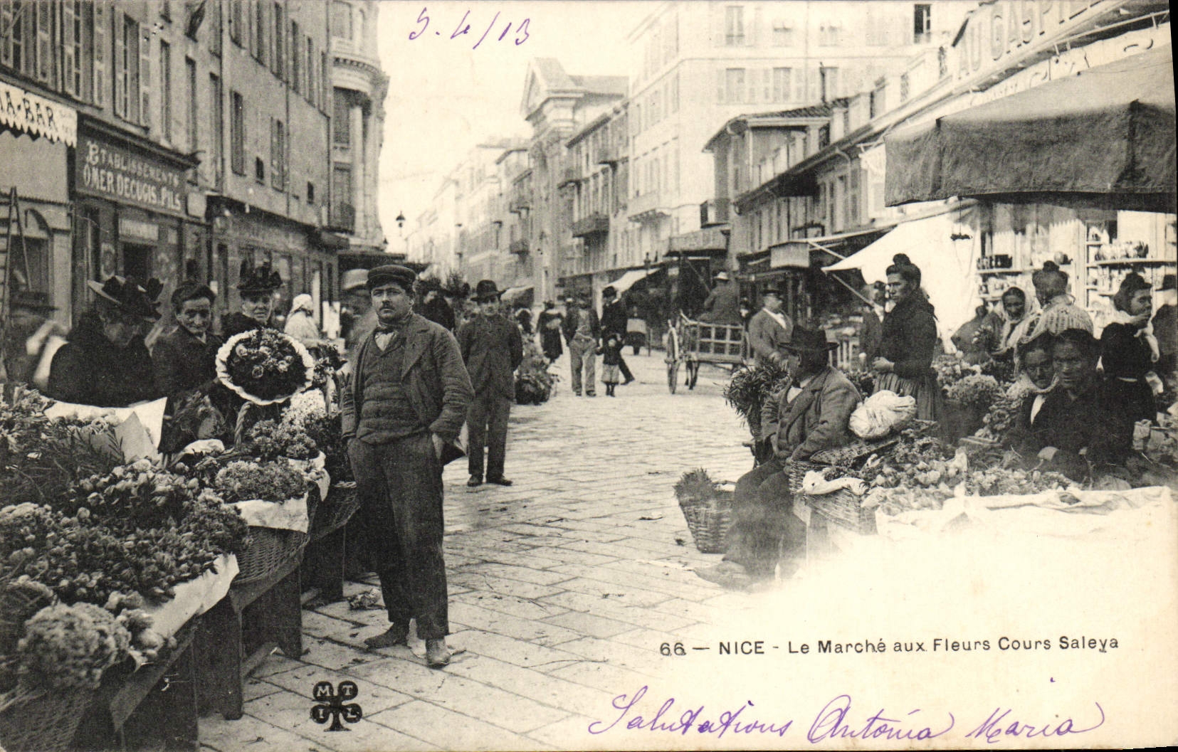 CPA Nice Le Marche aux Fleurs Cours Saleya TOP