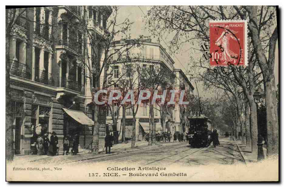 CPA Nice Boulevard Gambetta Tramway