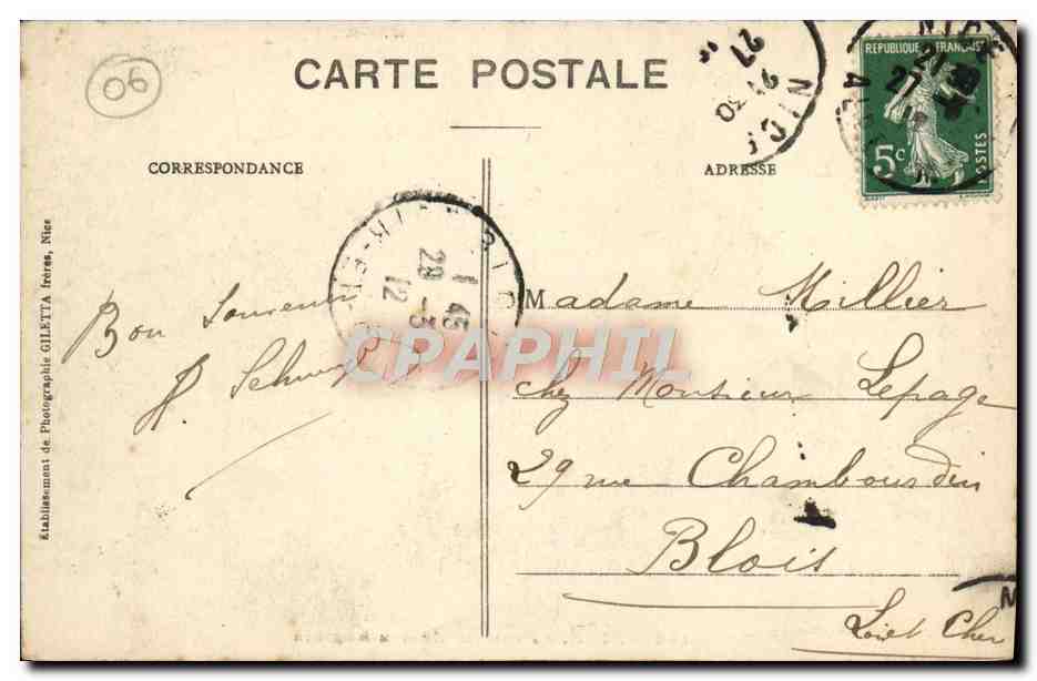 CPA Nice Promenade des Anglais  — Rückseite