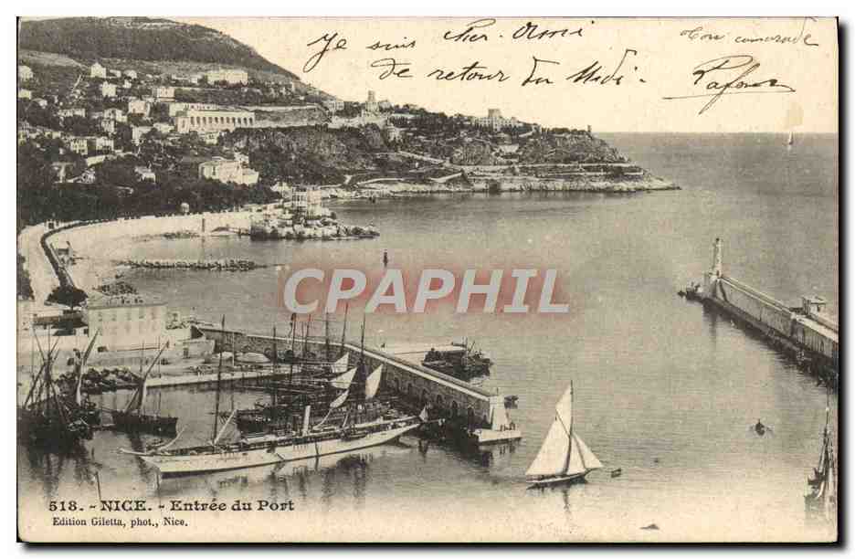 CPA Nice Entree du Port Bateaux