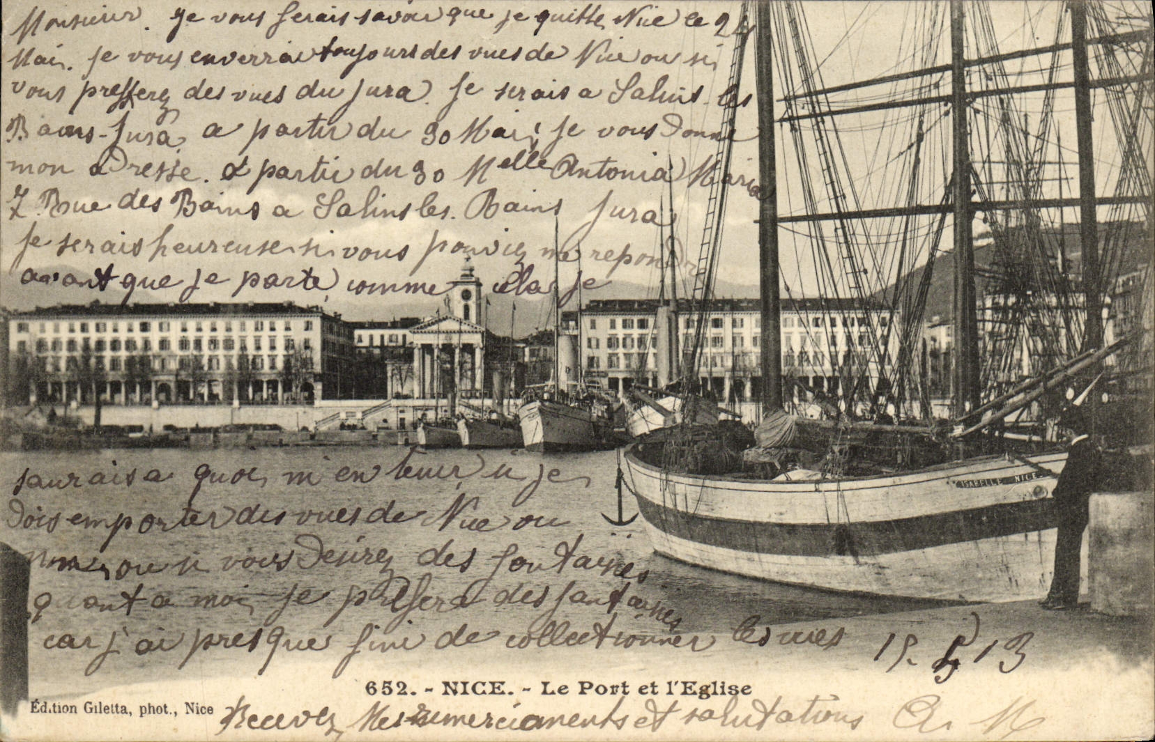 CPA Nice Le Port et l'Eglise Bateaux Voiliers 