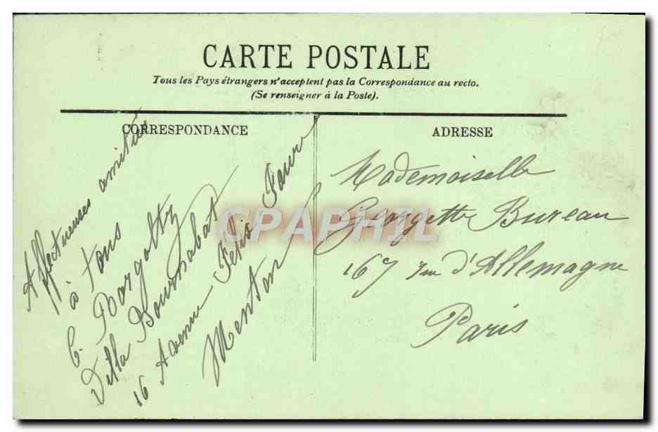 CPA Nice Vue au Jardin Public  — Rückseite
