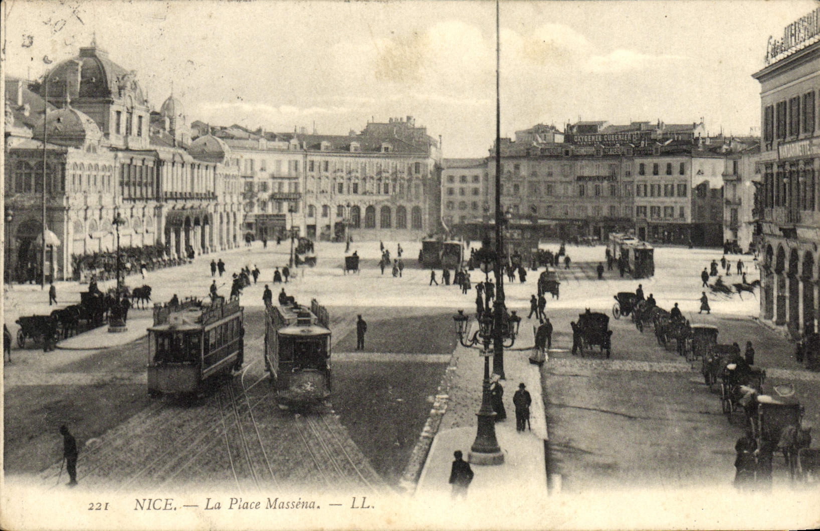 CPA Nice La Place Massena Tramway