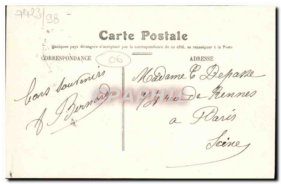 Nice — Sortie du Courrier de Corse — Édition spéciale 'Aux Dames de France' — Verso