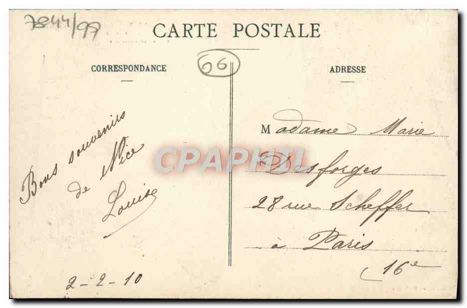 CPA Nice Le Palais de la Jetee entre les Palmiers  — Rückseite