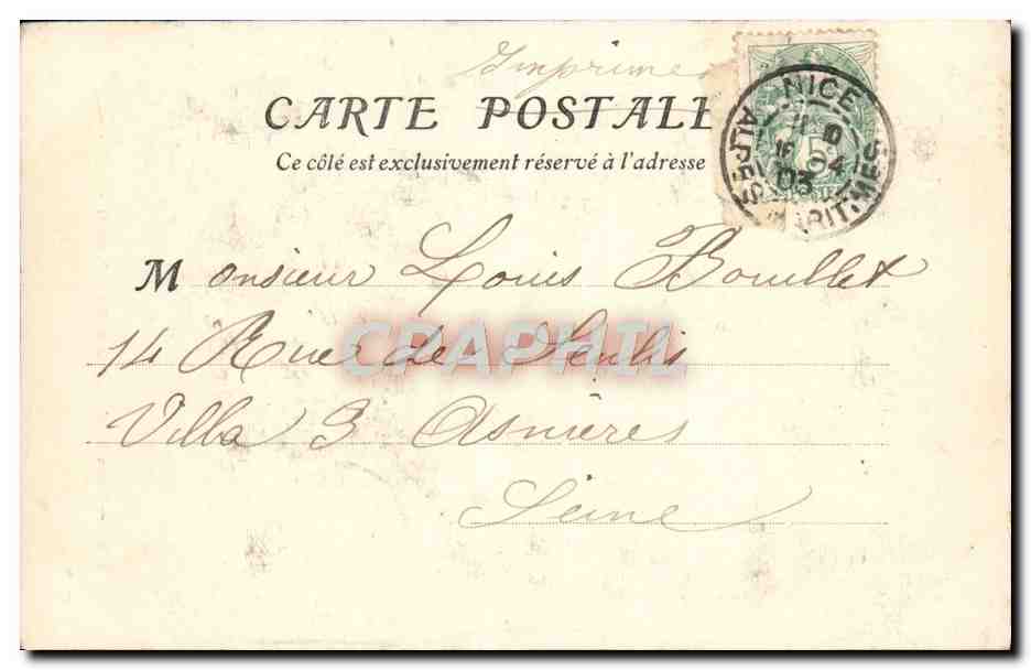 CPA Vieux Nice pres de la Place Rossetti  — Rückseite