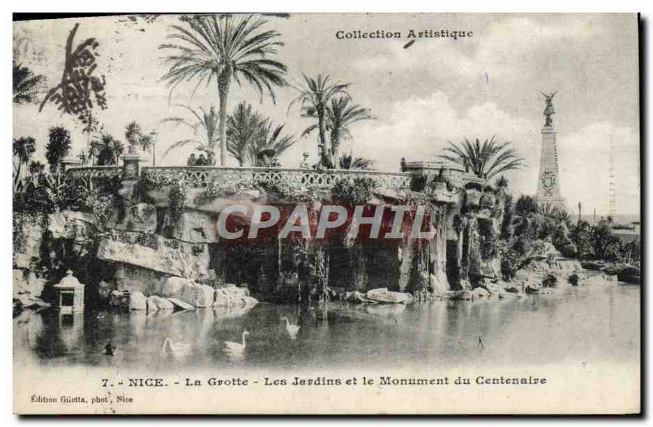 CPA Nice La Grotte Les Jardins et le Monument du Centenaire 
