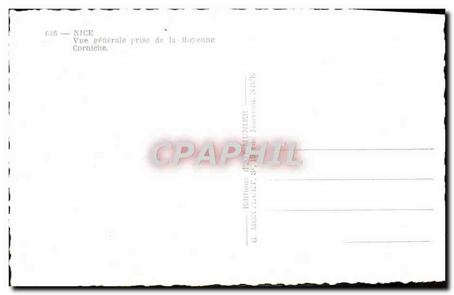 CPM Nice Vue generale prise de la Moyenne Corniche  — Verso