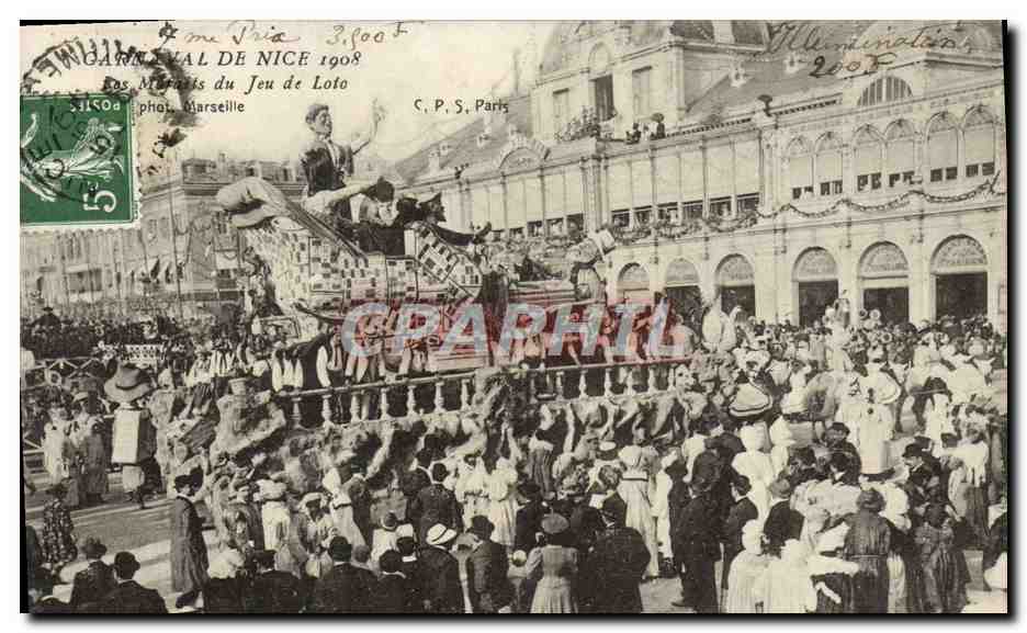 CPA Carnaval de Nice Les mefaits du jeu de Loto Loterie 1908