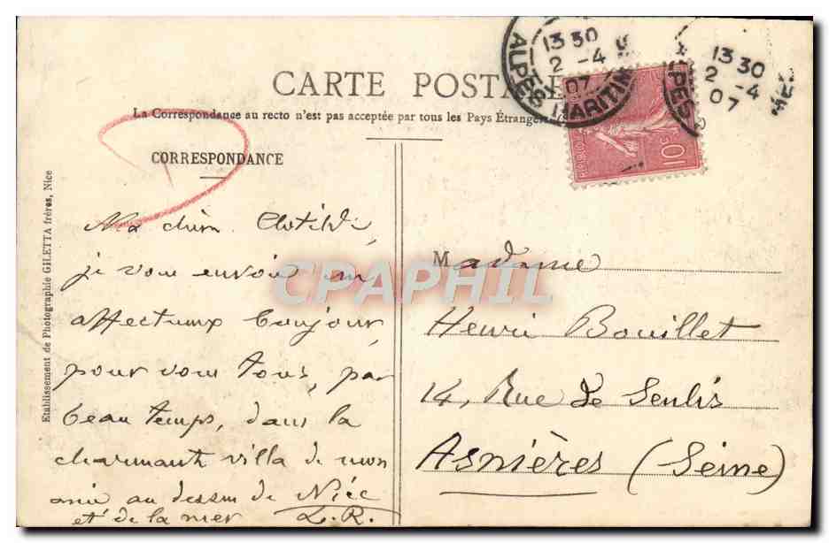 CPA Nice Promenade des Angalis et Jetee Promenade  — Verso