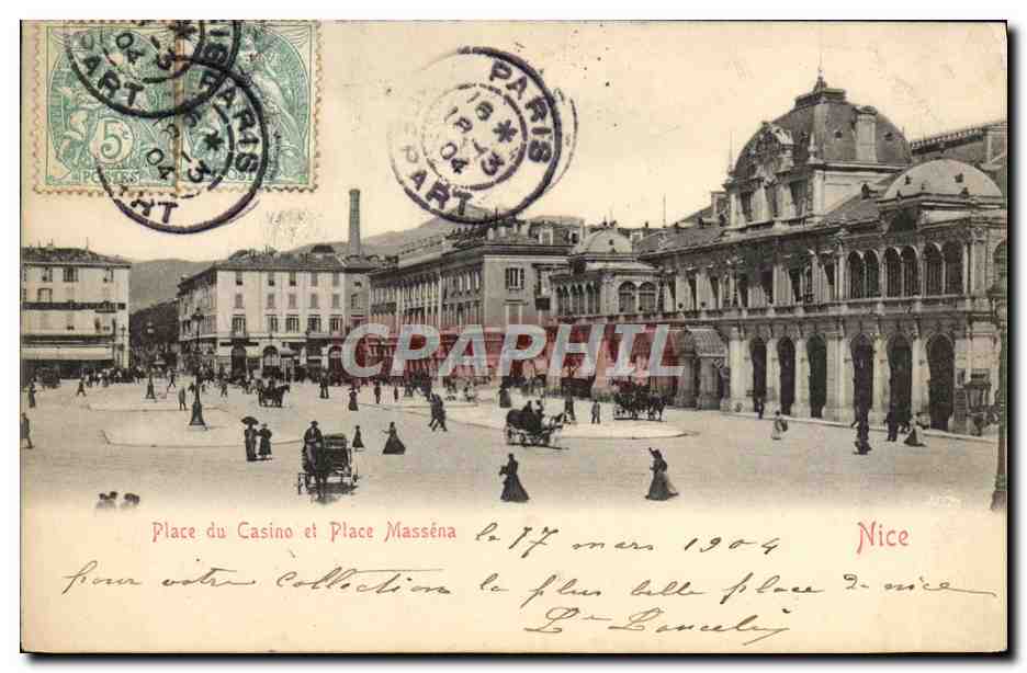 CPA Place du Casino et place Massena Nice 