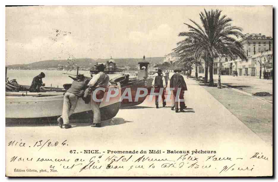 CPA Nice Promenade du Midi Bateaux Pecheurs
