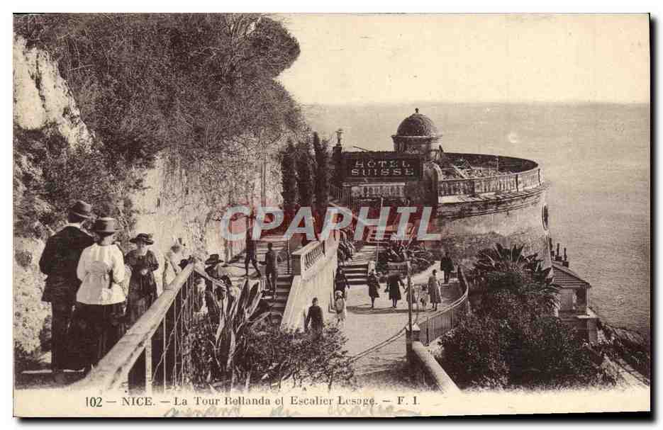 CPA Nice La Tour Bellanda et Escalier Lesage Hotel Suisse