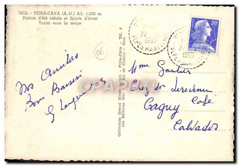 CPA Peira Cava Station d'ete ideale et sports d'hiver Turini sous la neige Sospel — Verso