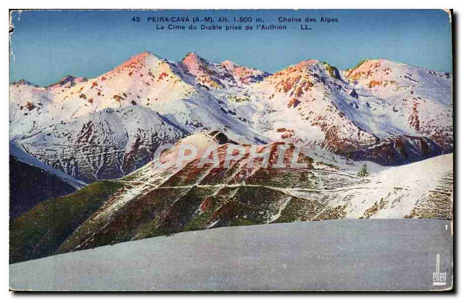 CPA Peira Cava Chaine des Alpes La cime du diable prise de l'Authion 