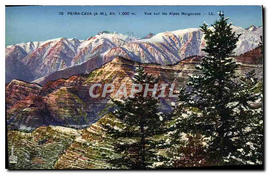 CPA Peira Cava Vue sur les Alpes neigeuses