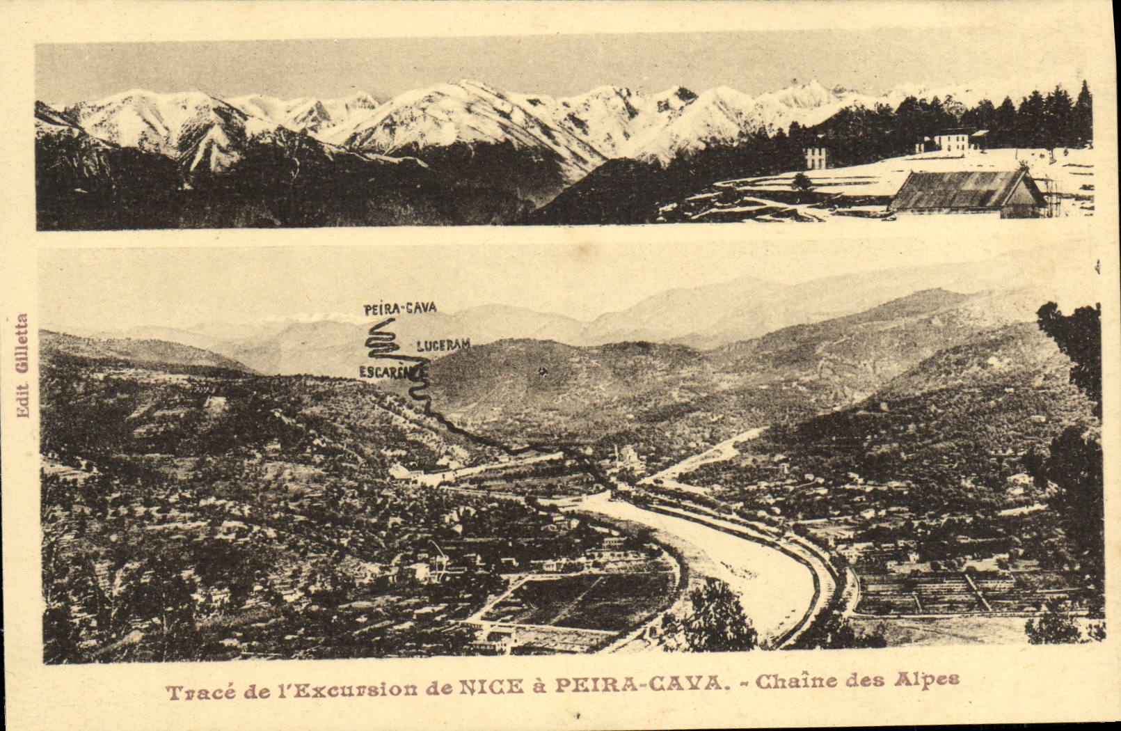 CPA Trace de l'Excursion de Nice a Peira Cava Chaine des Alpes 