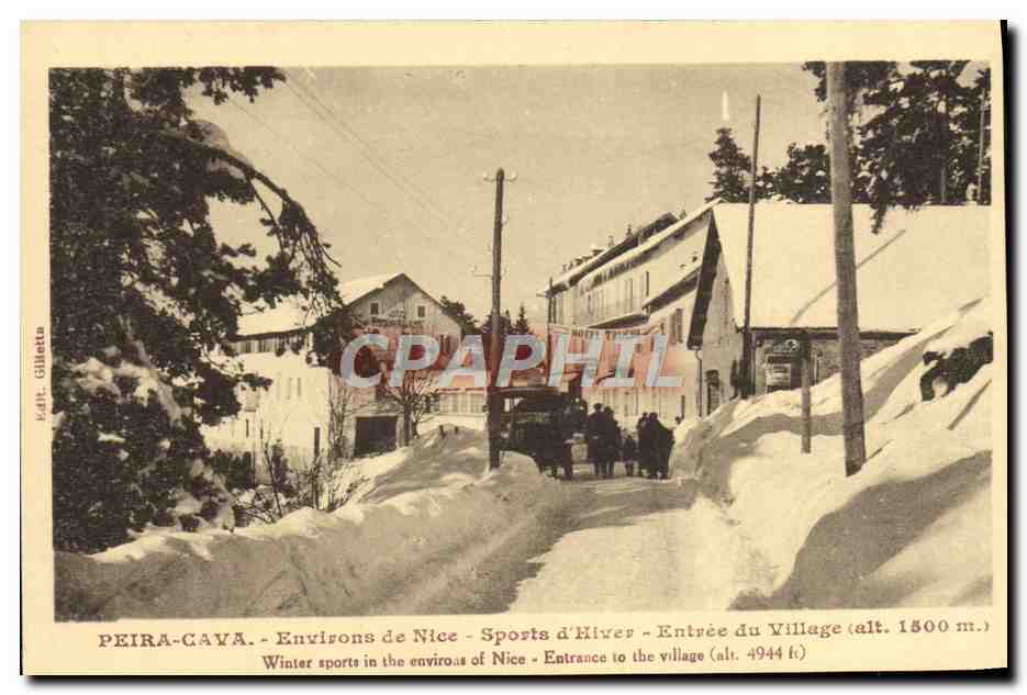CPA Peira Cava Environs de Nice Sports d'Hiver Entree du Village 