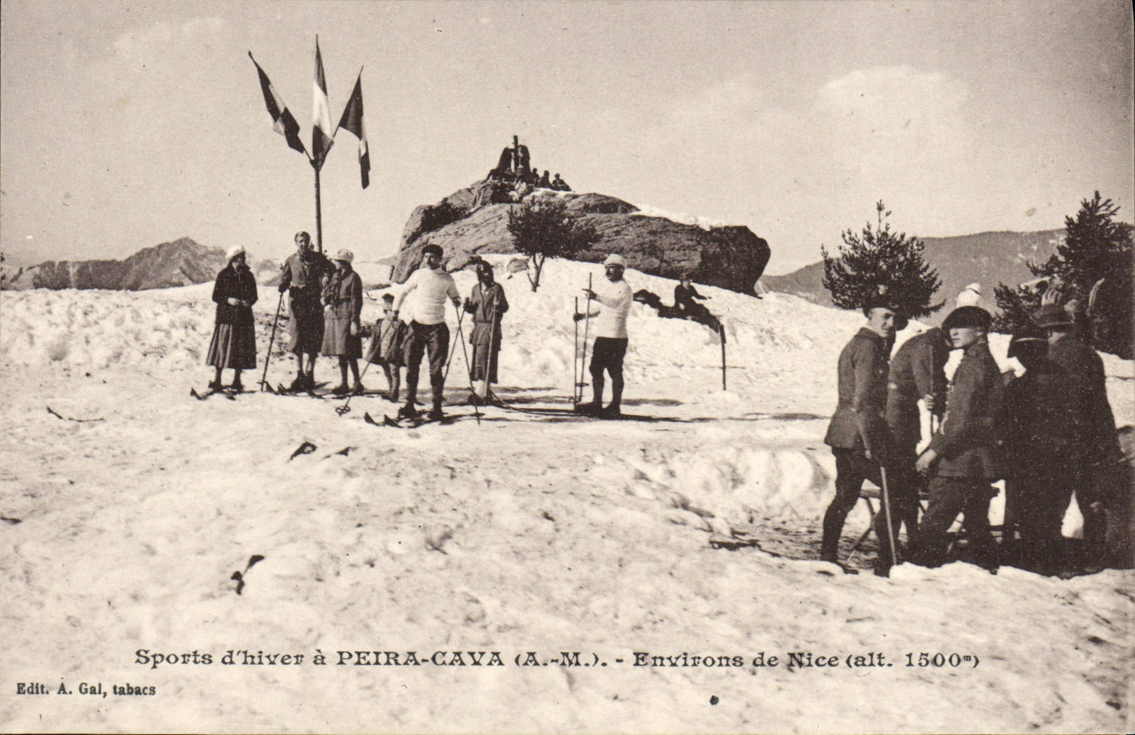 Sports d'hiver à PEIRA-CAVA (A.-M.) - Environs de Nice (alt. 1500m) — Edit. A. Gal, tabacs