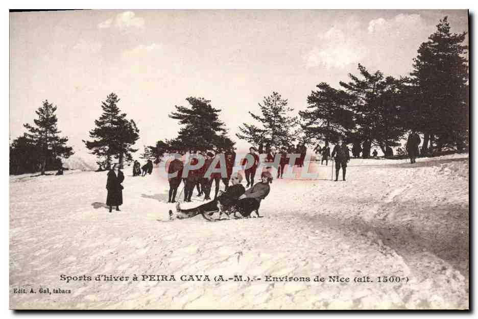 Sports d'hiver à PEIRA CAVA (A.-M.) — Environs de Nice (alt. 1500 m) — Edit. A. Gal, tabacs