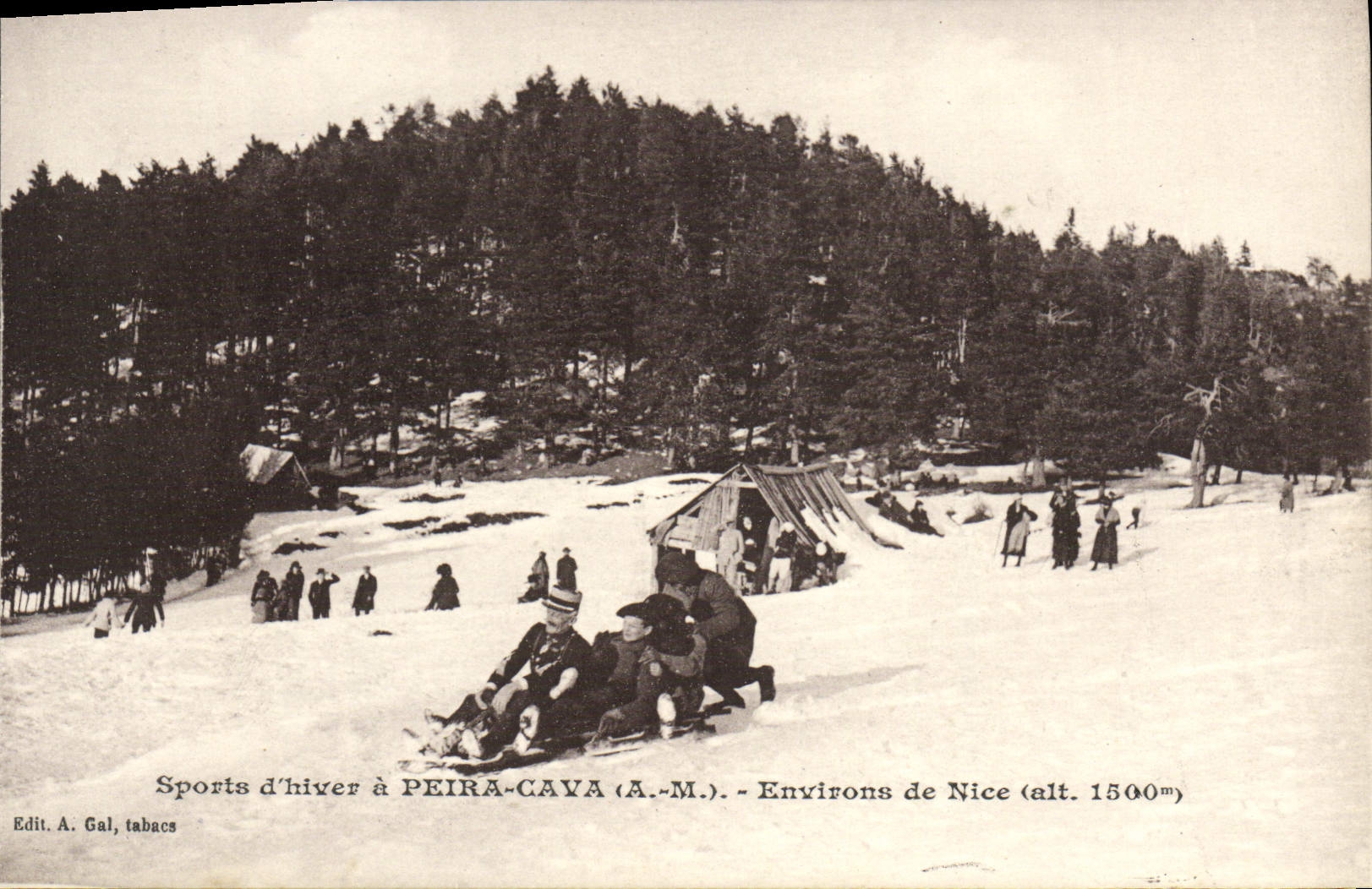 Sports d'hiver à PEIRA-CAVA (A.-M.) - Environs de Nice (alt. 1500m) — Edit. A. Gal, tabacs