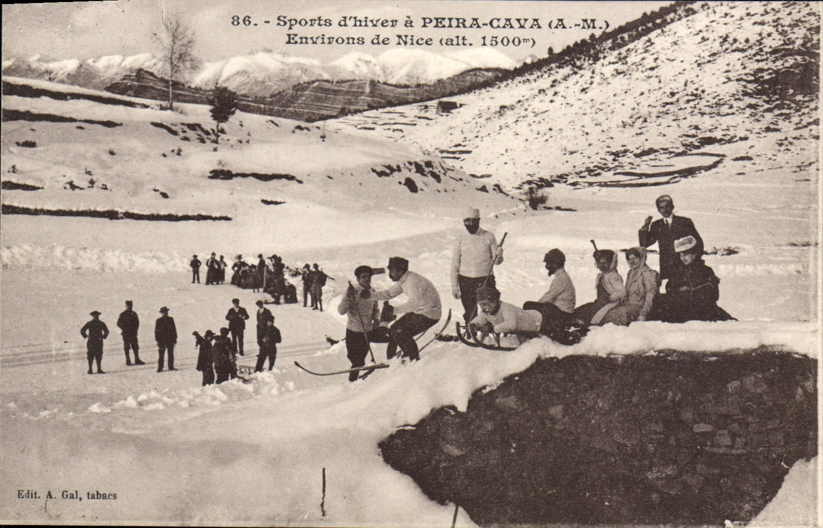 Sports d'hiver à PEIRA-CAVA (A.-M.) — Environs de Nice (alt. 1500m) — Edit. A. Gal, tabacs