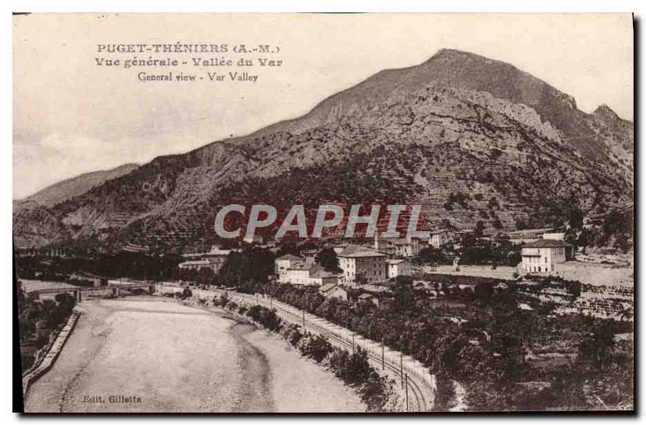 CPA Puget Theniers Vue generale Valle du Var 
