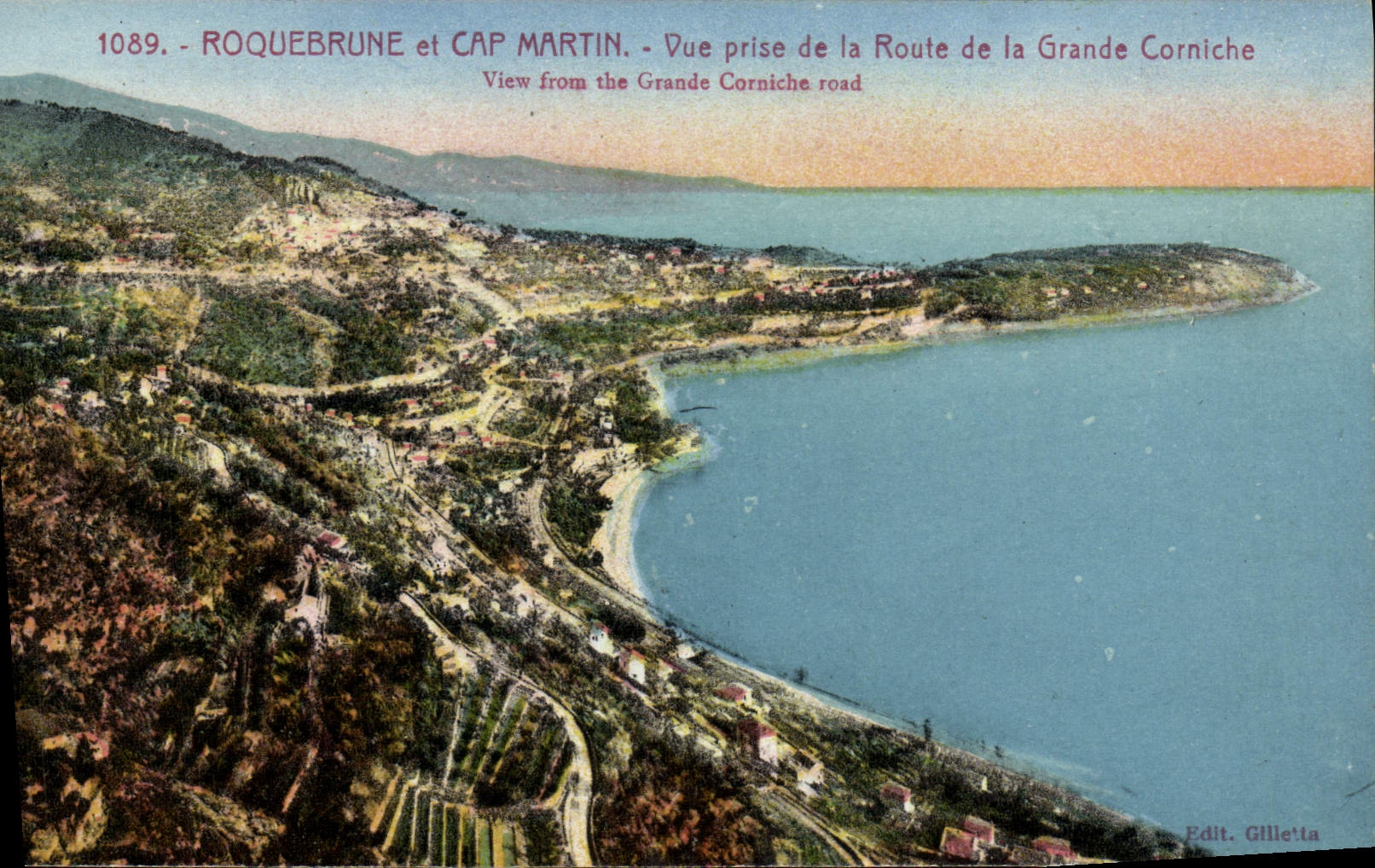 CPA Roquebrune et Cap Martin Vue prise de la Route de la Grande Corniche 