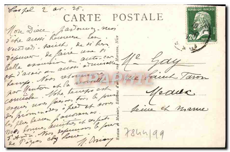 CPA Sospel Le vieux pont et la Bevera — Rückseite