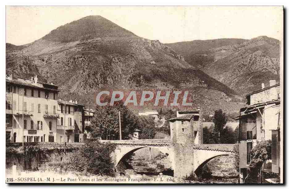 CPA Sospel Le vieux pont et les montagnes francaises