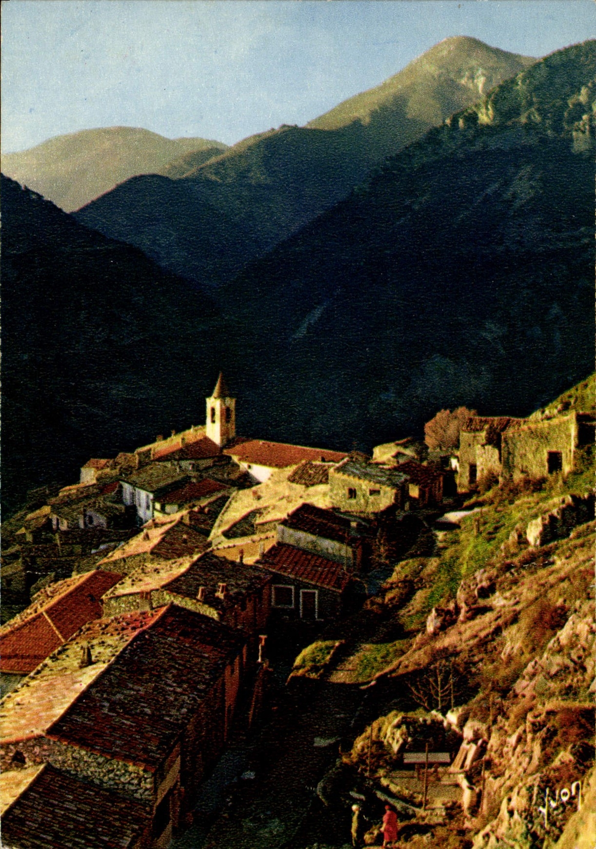 CPM Menton Coucher de soleil sur Sainte Agnes Le village du littoral 