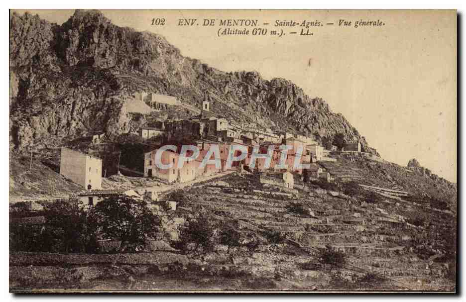 CPA Environs de Menton Sainte Agnes Vue Generale