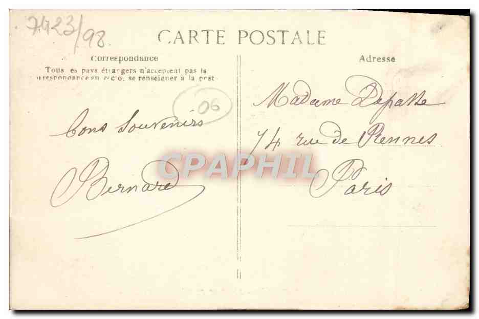 CPA St Jean Cap Ferrat Le phare — Back