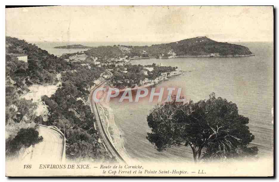 CPA Environs De Nice Route de la Corniche Le Cap Ferrat et la pointe Sainte Hospice 