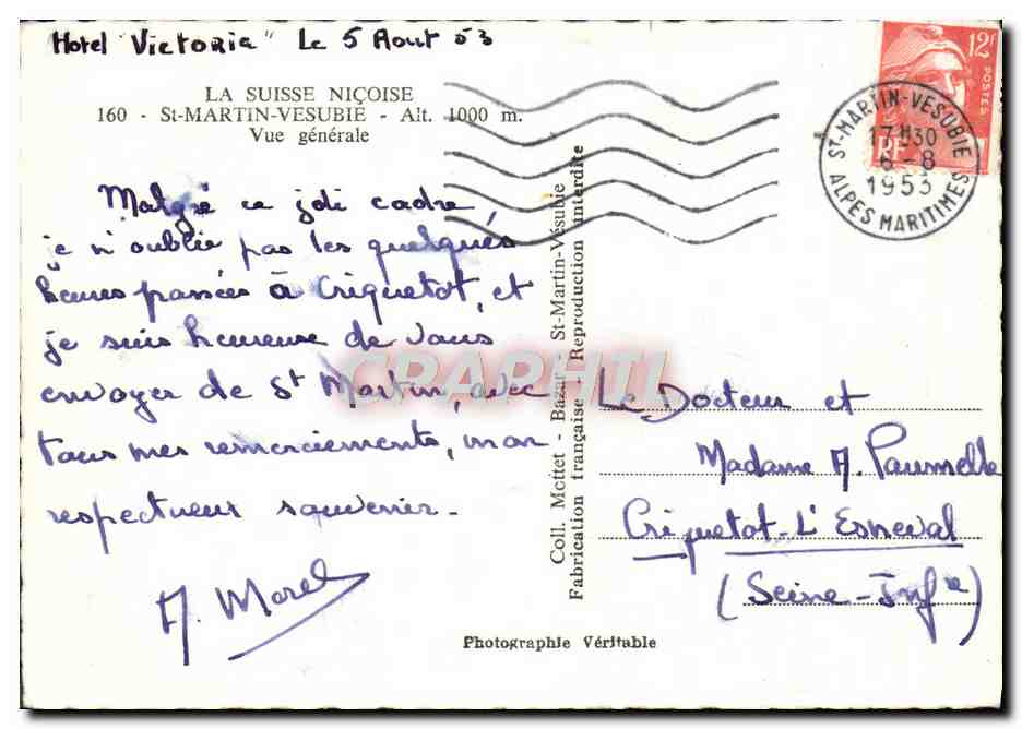 St-Martin-Vésubie — Vue générale — Coll. Mectet - Bazas — Rückseite
