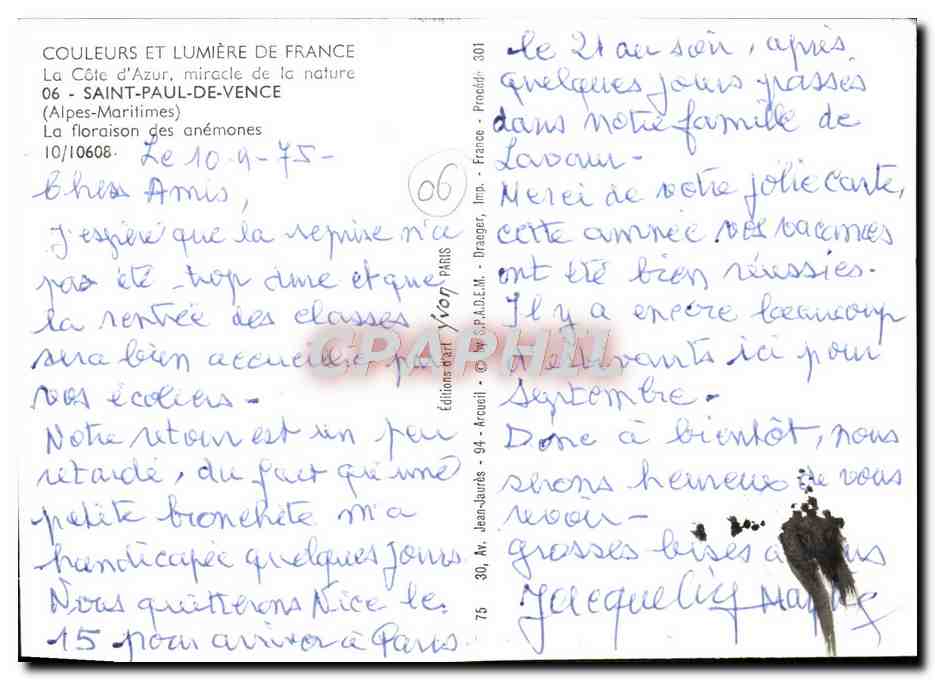 Saint-Paul-de-Vence — La floraison des anémones — Éditions Arcueil — Verso