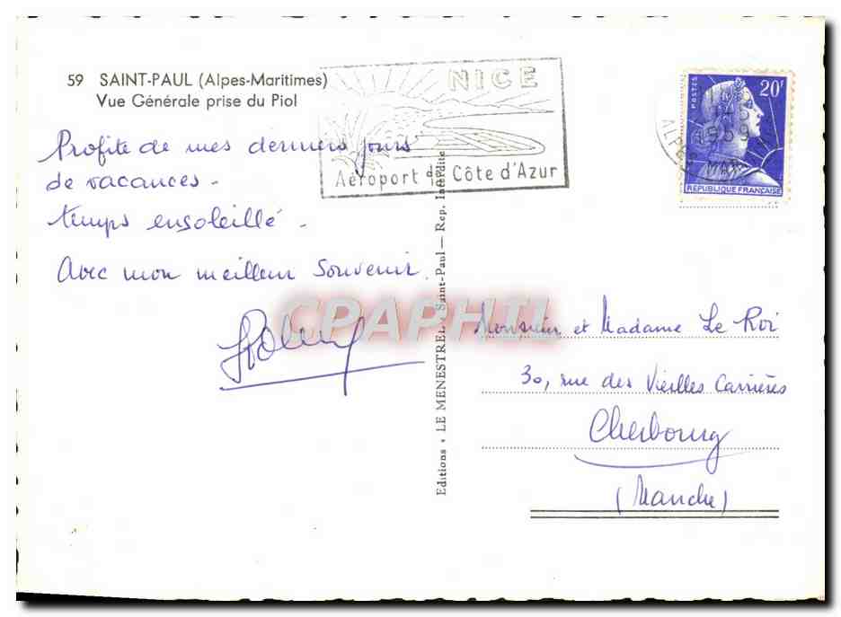 CPM Saint Paul Vue Generale Prise du Piol — Rückseite