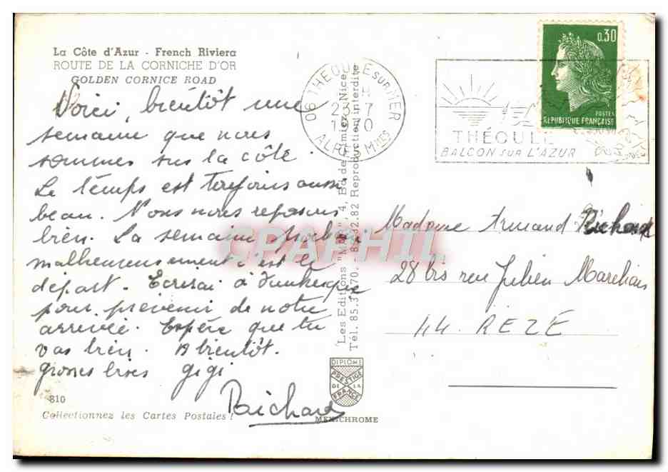La Côte d'Azur — Route de la Corniche — éditeur IRIS — Reverso