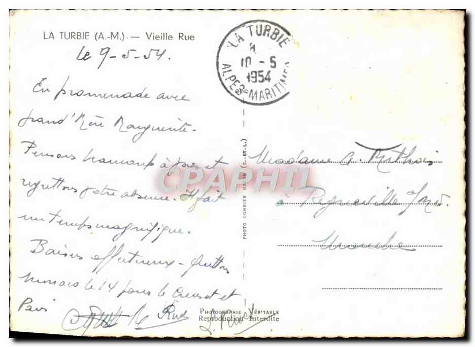 CPM La Turbie Vieille Rue Ane Mule Enfant — Rückseite